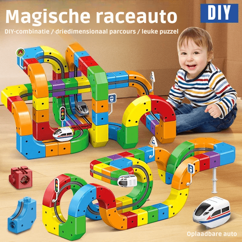 Kinder 3D Eisenbahnbausatz mit Wiederaufladbarer Lokomotive Modularer Bausatz für Kreatives Spielen 5