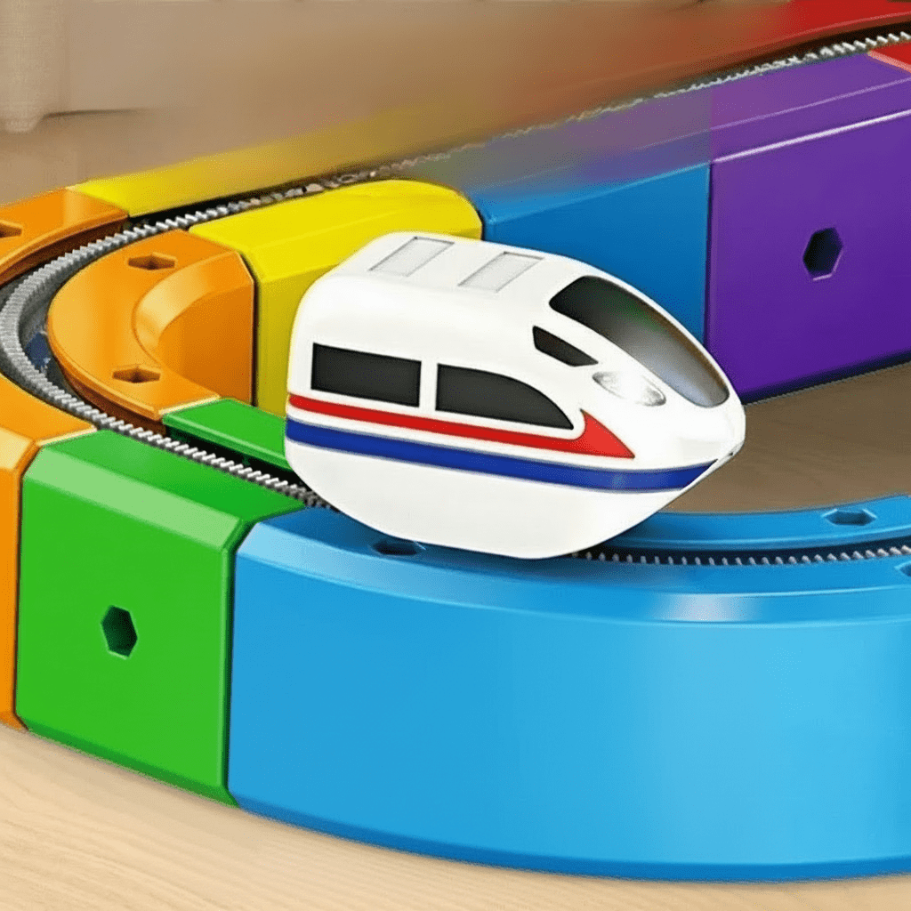 Kinder 3D Eisenbahnbausatz mit Wiederaufladbarer Lokomotive Modularer Bausatz für Kreatives Spielen 7