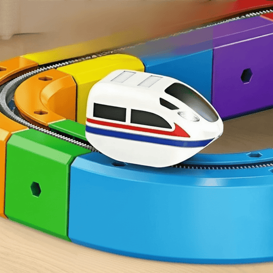 Kinder 3D Eisenbahnbausatz mit Wiederaufladbarer Lokomotive Modularer Bausatz für Kreatives Spielen 7