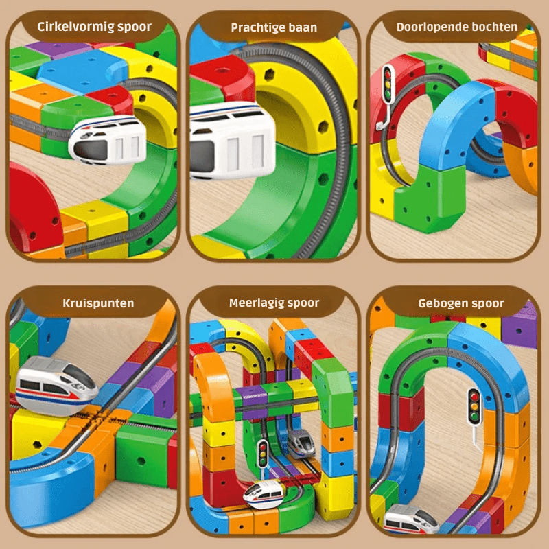 Kinder 3D Eisenbahnbausatz mit Wiederaufladbarer Lokomotive Modularer Bausatz für Kreatives Spielen 8