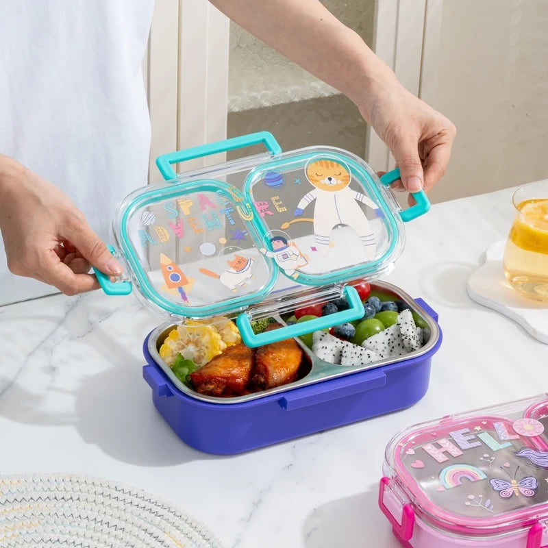 Kinder Bento-Lunchbox Weltraum-Design mit Fächern 2
