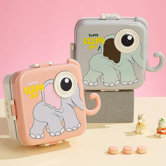 Kinder Bento-Lunchbox mit Elefantenmotiv und Fächern 2