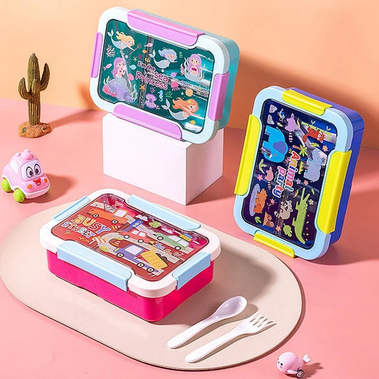 Kinder Bento-Lunchbox mit mehreren Fächern und verspieltem Design 5