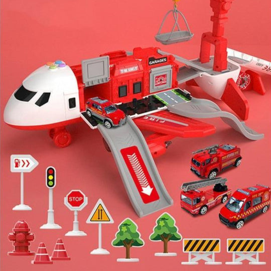 Kinder Flugzeug-Spielset 3-in-1 für Polizei, Bau und Feuerwehr 10