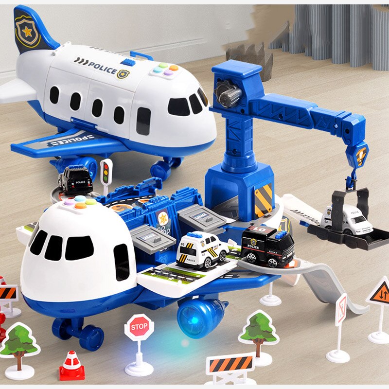 Kinder Flugzeug-Spielset 3-in-1 für Polizei, Bau und Feuerwehr 6