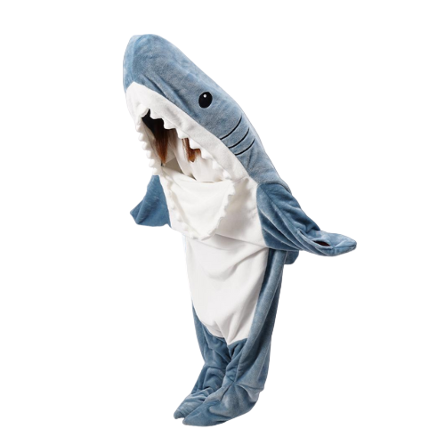 Kinder Hoodie Decke mit Hai-Motiv 0