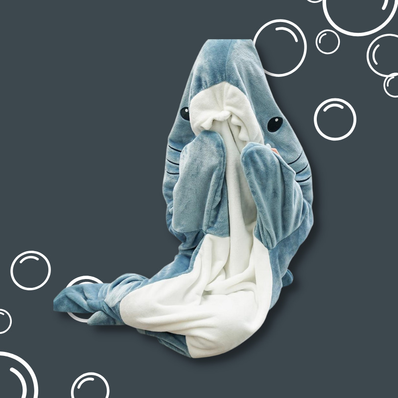 Kinder Hoodie Decke mit Hai-Motiv 1