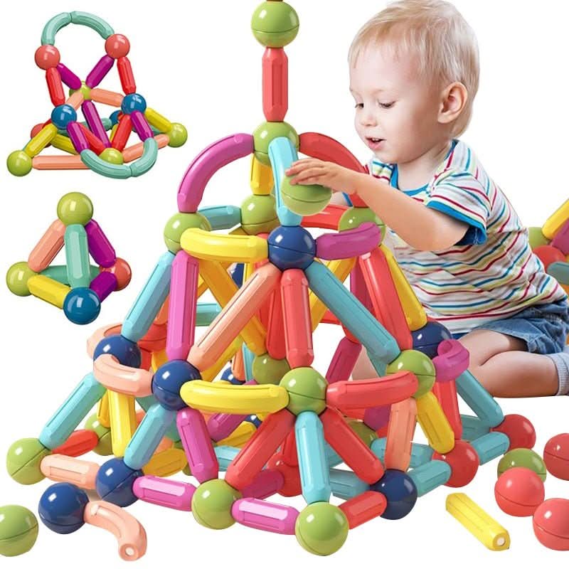 Kinder Magnetisches Bauset Kreativstäbe für Spiel und Lernen 6