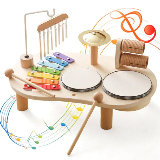 Kinder Musikstation Kreatives Musikspielzeug mit Xylofon und Trommeln 2