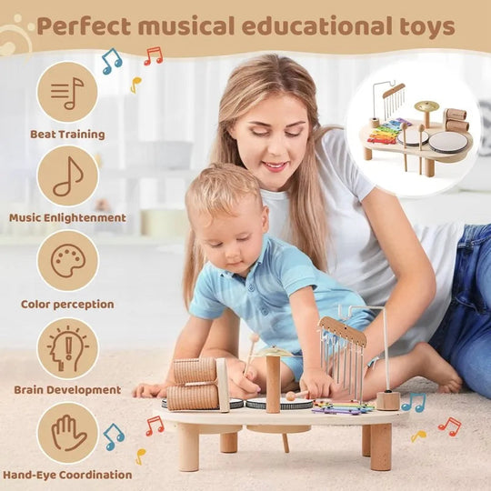 Kinder Musikstation Kreatives Musikspielzeug mit Xylofon und Trommeln 3
