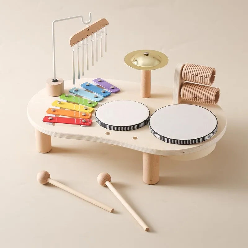Kinder Musikstation Kreatives Musikspielzeug mit Xylofon und Trommeln 6