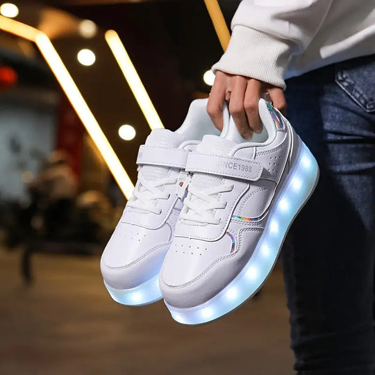 Kinder Rollschuhe mit Lichtern und abnehmbaren Rädern 1