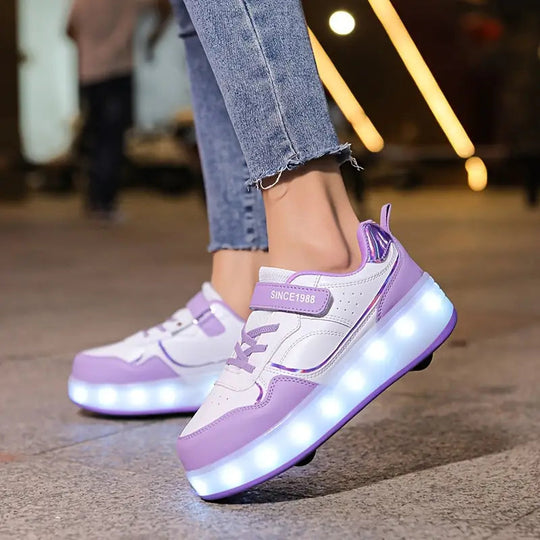 Kinder Rollschuhe mit Lichtern und abnehmbaren Rädern 5