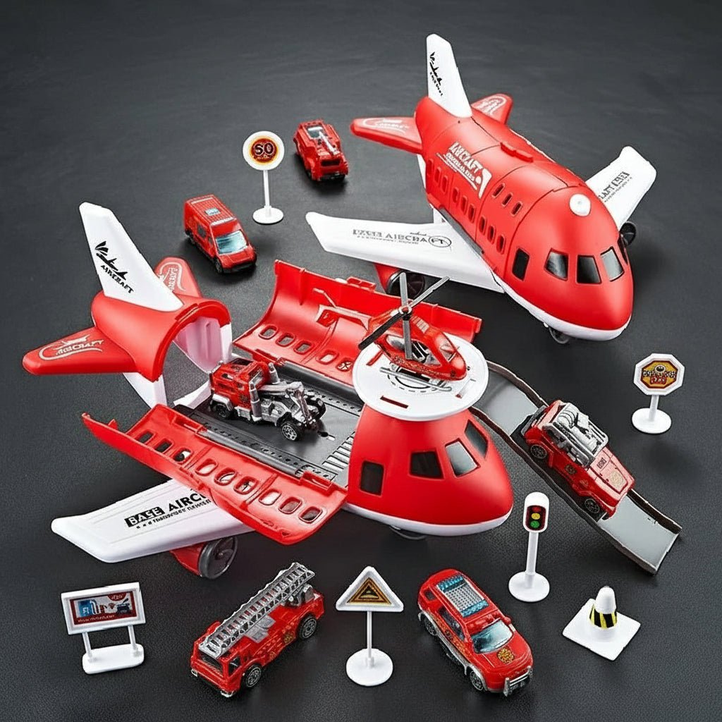 Kinder Spielset Flugzeug Hubschrauber Verkehrsschilder Interaktives Spielzeug 0