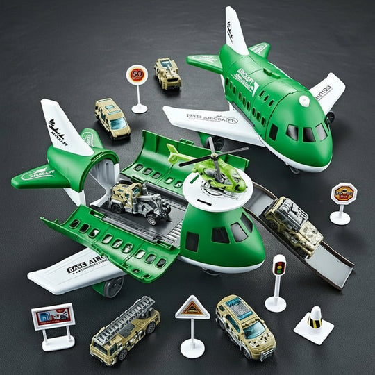 Kinder Spielset Flugzeug Hubschrauber Verkehrsschilder Interaktives Spielzeug 10