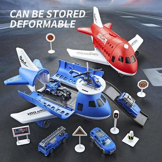 Kinder Spielset Flugzeug Hubschrauber Verkehrsschilder Interaktives Spielzeug 6