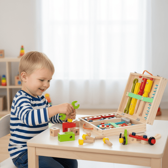 Kinder Werkzeugkoffer Montessori für frühe Bauprojekte 1
