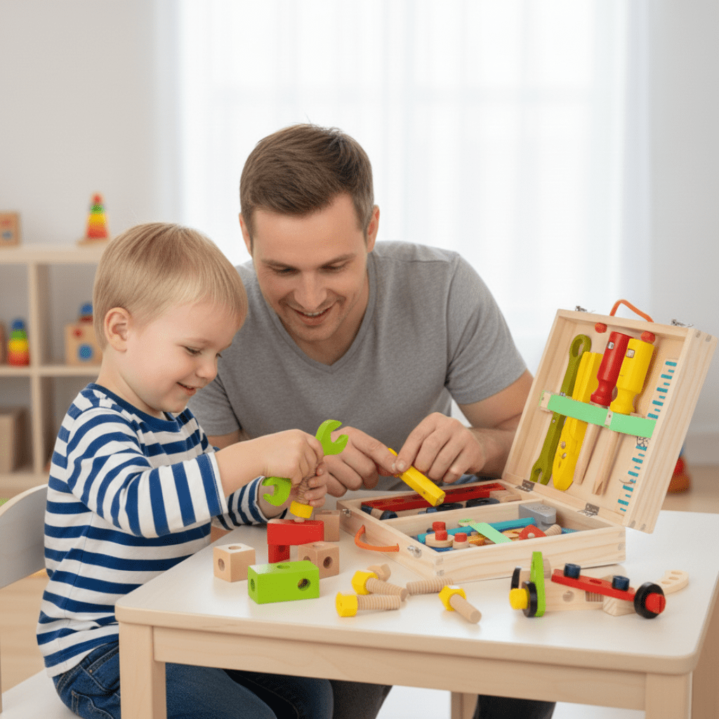 Kinder Werkzeugkoffer Montessori für frühe Bauprojekte 2