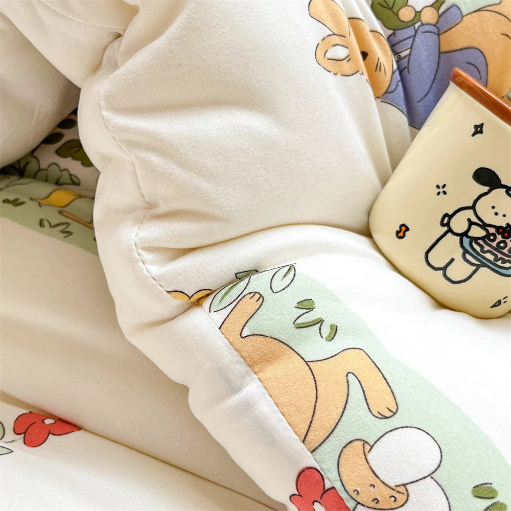 Kinderbettwäsche-Set mit Tiermotiven und gesteppter Decke 4