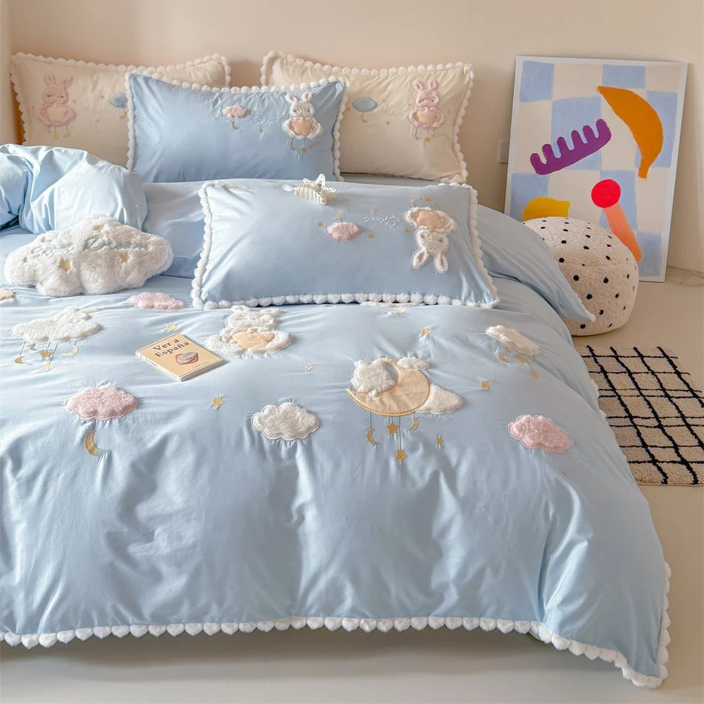 Kinderbettwäsche-Set mit verspieltem Wolken- und Monddesign 6