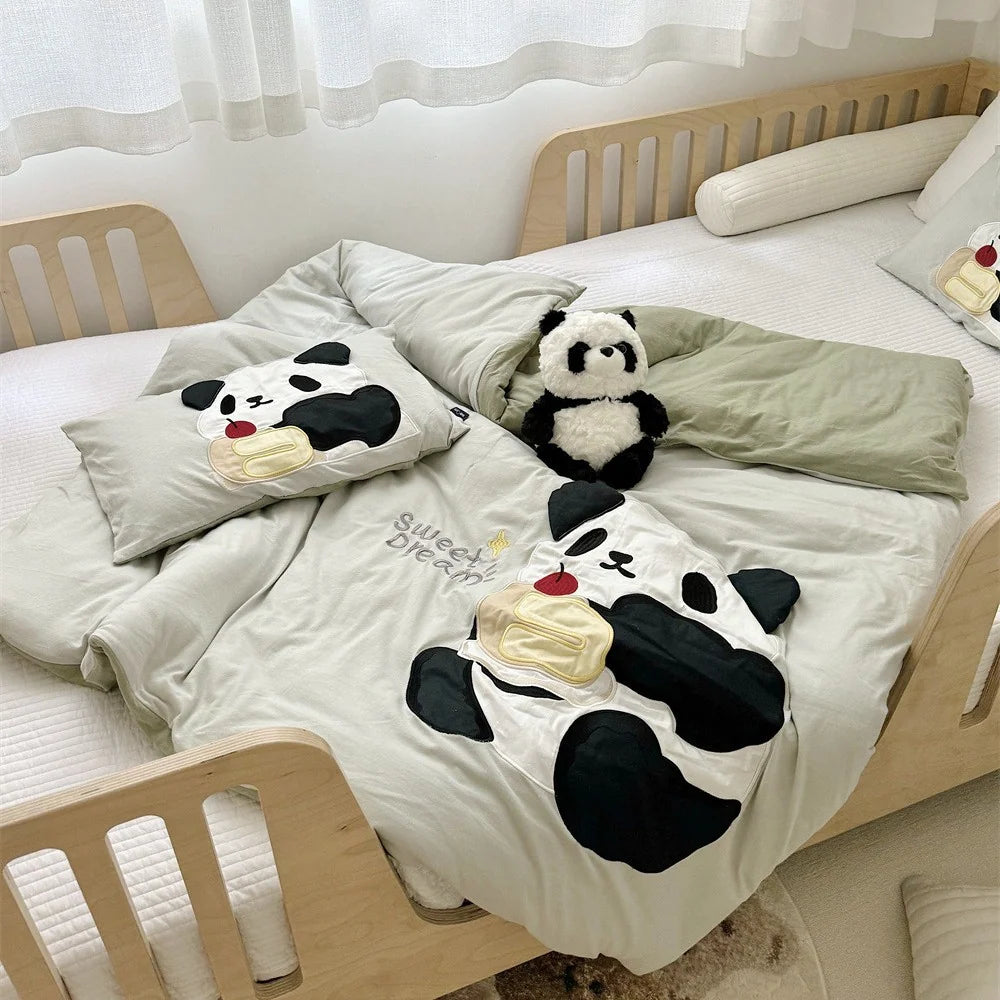 Kinderbettwäsche 100x135 mit Welpenapplikation und Kissenbezügen für Jungen und Mädchen 1