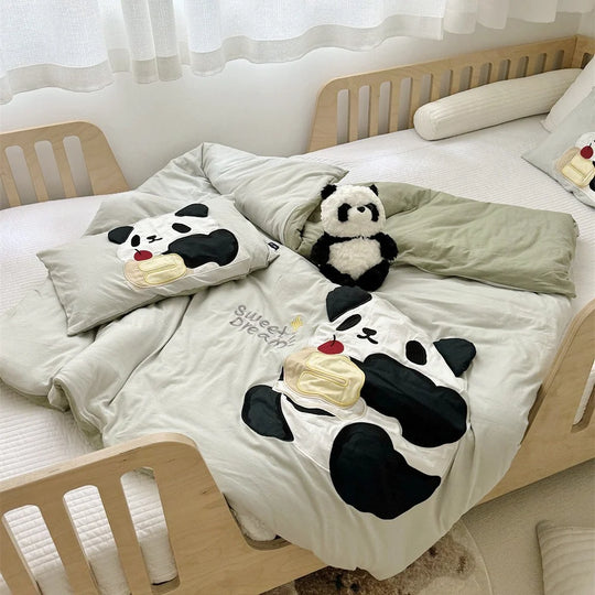 Kinderbettwäsche 100x135 mit Welpenapplikation und Kissenbezügen für Jungen und Mädchen 1