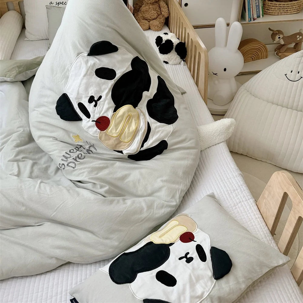 Kinderbettwäsche 100x135 mit Welpenapplikation und Kissenbezügen für Jungen und Mädchen 3