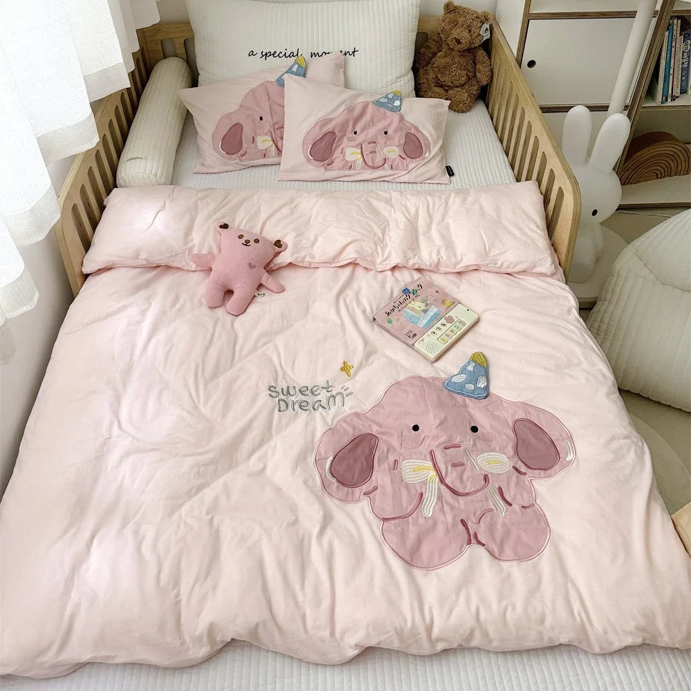 Kinderbettwäsche 100x135 mit Welpenapplikation und Kissenbezügen für Jungen und Mädchen 8