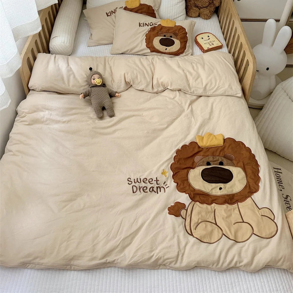 Kinderbettwäsche 100x135 mit Welpenapplikation und Kissenbezügen für Jungen und Mädchen 9