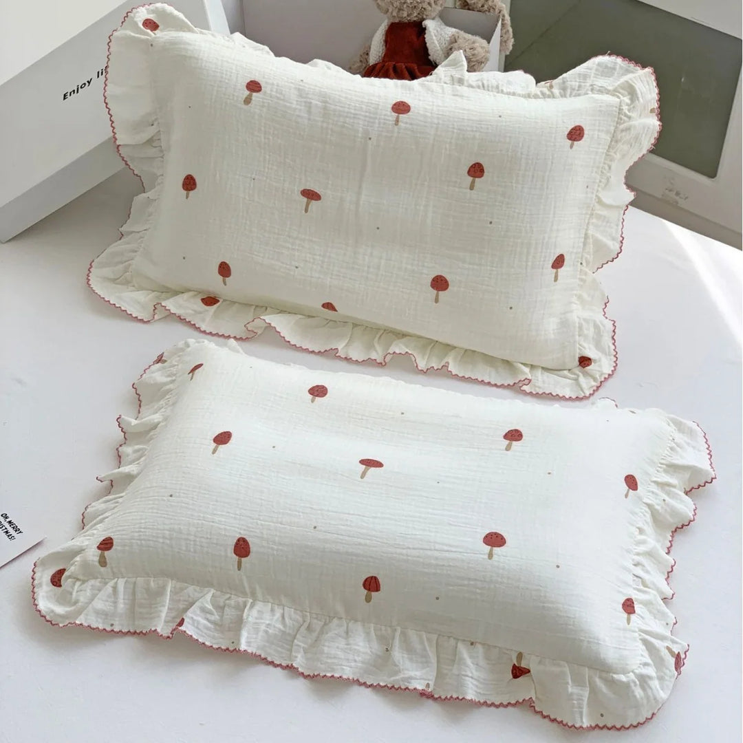 Kinderkissenbezug-Set Musselin mit Hasenmotiv und Rüschen 10