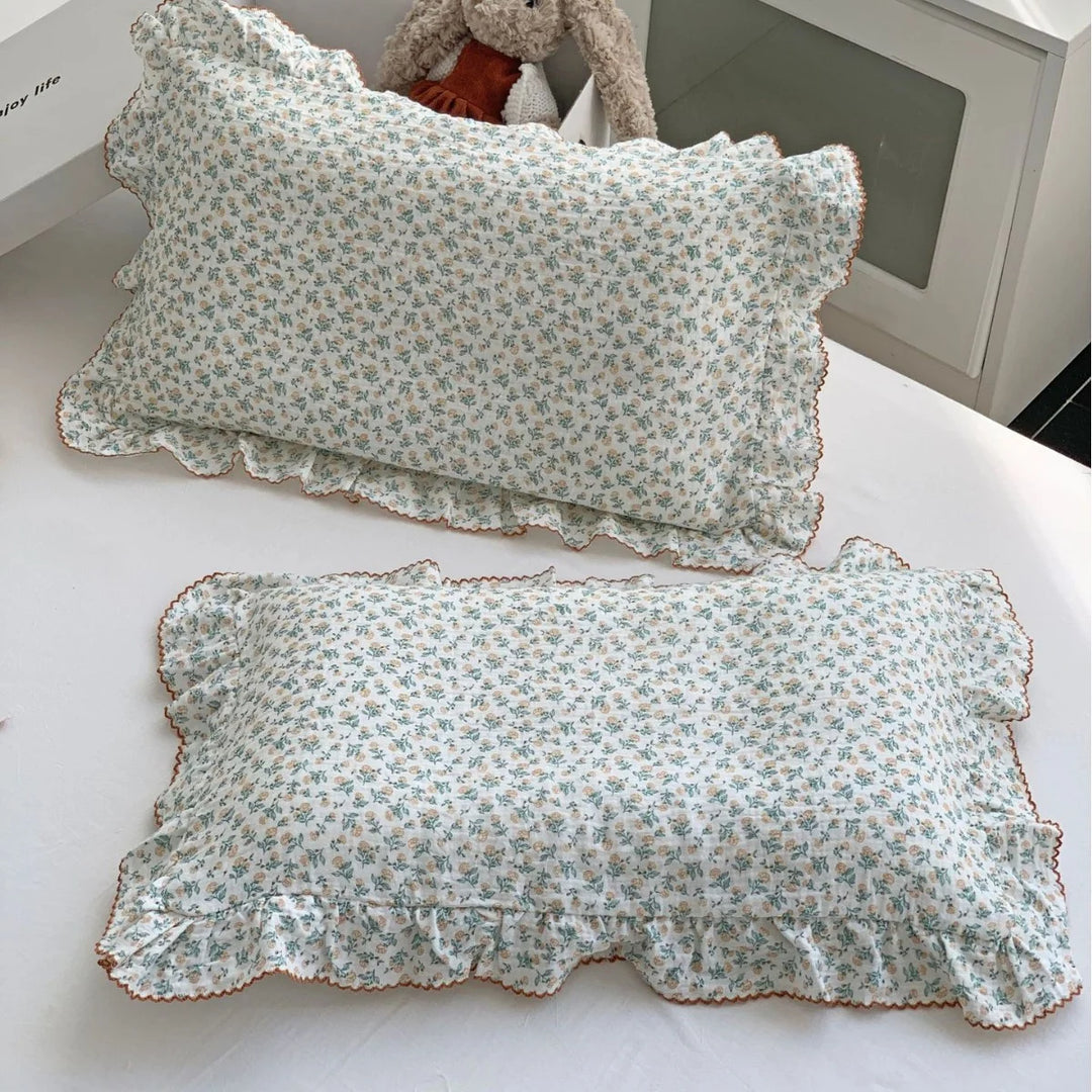 Kinderkissenbezug-Set Musselin mit Hasenmotiv und Rüschen 6