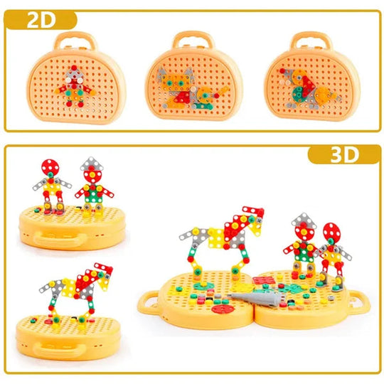 Kinderspielzeugkiste Montessori Kreatives Bau-Set für Motorik und Fantasie 3