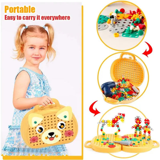 Kinderspielzeugkiste Montessori Kreatives Bau-Set für Motorik und Fantasie 7