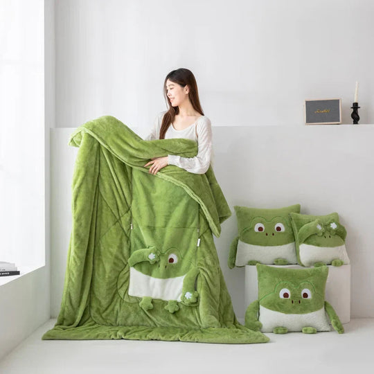 Kissen und Decke Set Mini Monster für Kinder - Verwandlungsdesign für Kuschelecken und Spielbereiche 1