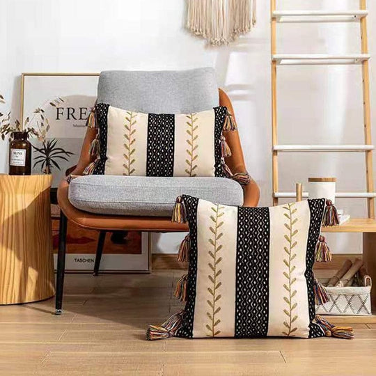 Kissenbezug 40x40 Boho-Stil mit Fransen für Wohn- und Schlafzimmer 1
