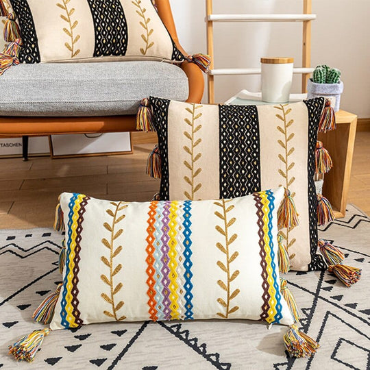 Kissenbezug 40x40 Boho-Stil mit Fransen für Wohn- und Schlafzimmer 2