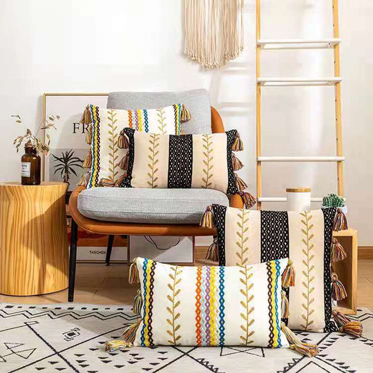 Kissenbezug 40x40 Boho-Stil mit Fransen für Wohn- und Schlafzimmer 3