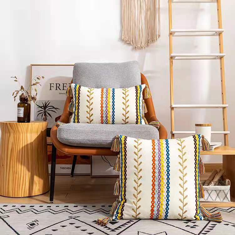 Kissenbezug 40x40 Boho-Stil mit Fransen für Wohn- und Schlafzimmer 5