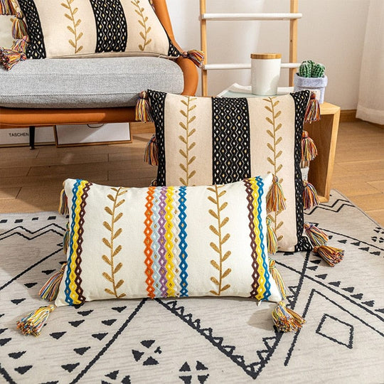 Kissenbezug 40x40 Boho-Stil mit Fransen für Wohn- und Schlafzimmer 7