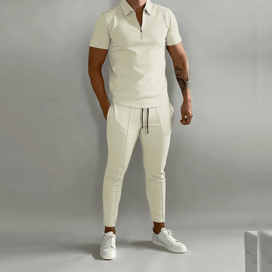 Variant image for Herren Jogginganzug Set Slim Fit Poloshirt Atmungsaktive Baumwollmischung-15