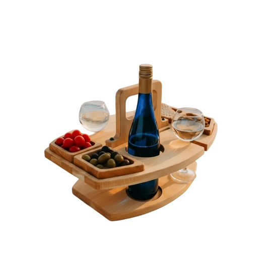 Klappbarer Picknicktisch Mit Unterteilten Fächern Für Snacks Und Getränke 1
