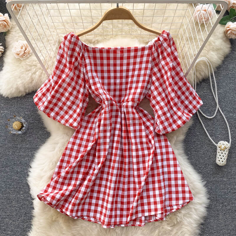 Kleid Mit Quadratischem Kragen Für Frauen