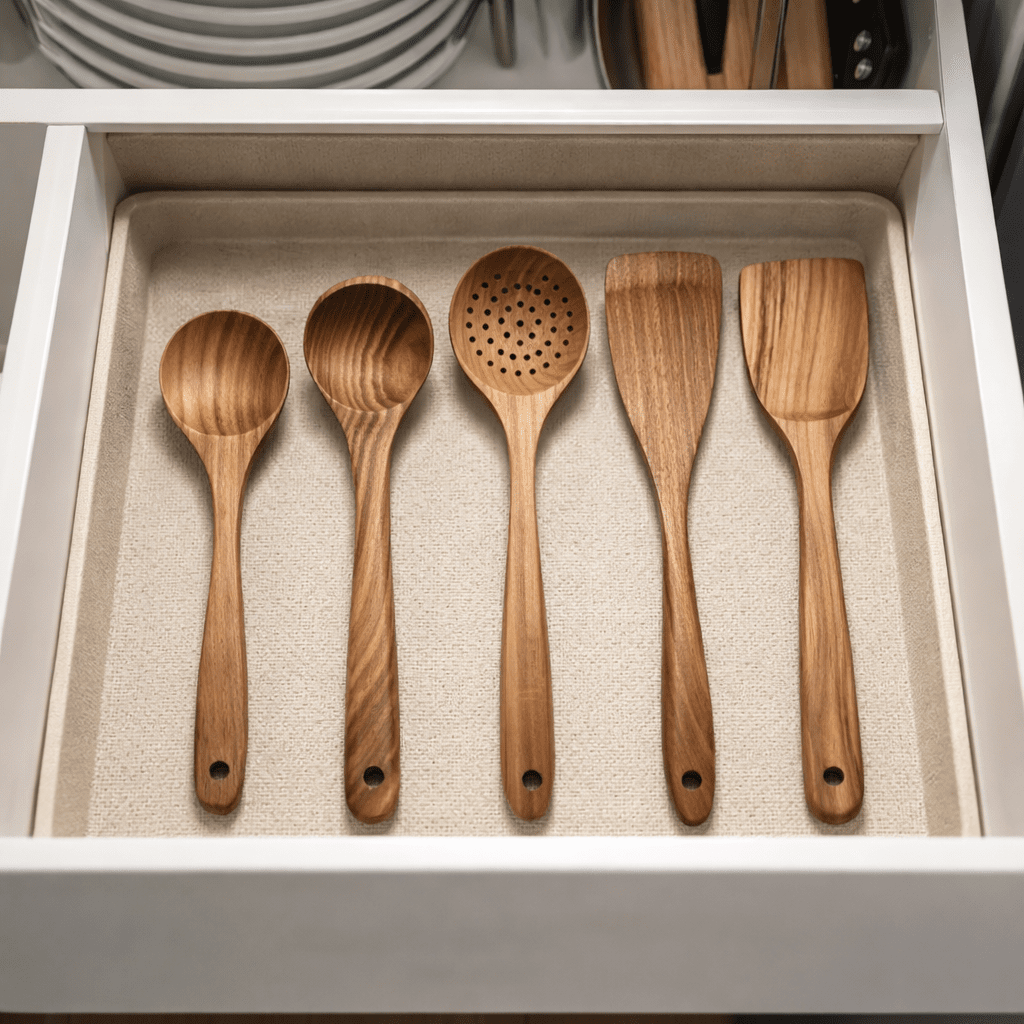 Küchenhelfer Set Für Stilvolles Kochen | Küchenutensilien Holz Mit Pfannenwender, Löffel &amp; Schöpfkelle 3