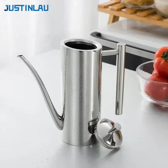 Küchenölkanne aus Edelstahl mit Auslaufschutz und ergonomischem Griff 500/700 ml 0