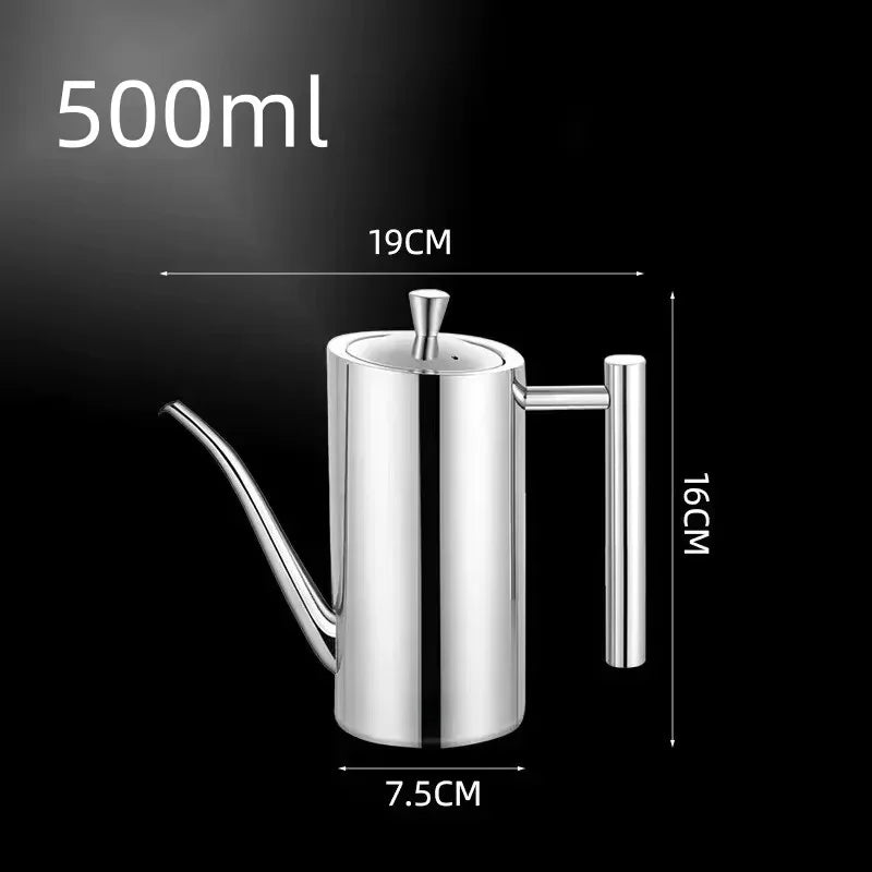 Küchenölkanne aus Edelstahl mit Auslaufschutz und ergonomischem Griff 500/700 ml 5