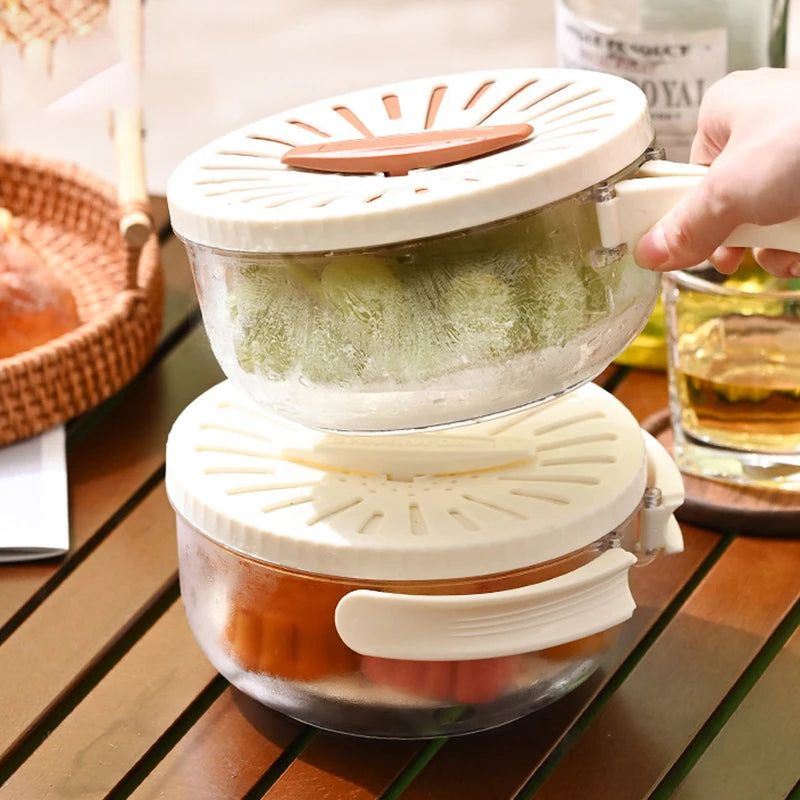 Küchensieb Flexi für Obst und Gemüse mit Schnappdeckel und platzsparendem Design 1