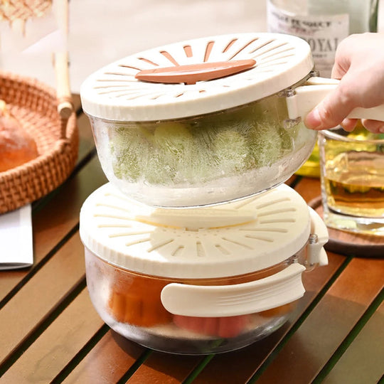 Küchensieb Flexi für Obst und Gemüse mit Schnappdeckel und platzsparendem Design 1