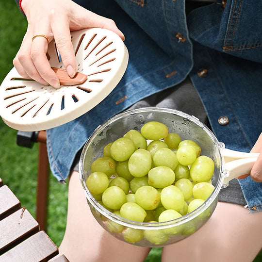 Küchensieb Flexi für Obst und Gemüse mit Schnappdeckel und platzsparendem Design 3
