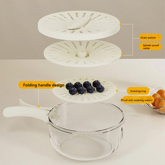 Küchensieb Flexi für Obst und Gemüse mit Schnappdeckel und platzsparendem Design 6