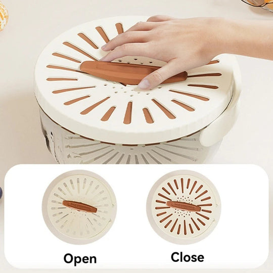 Küchensieb Flexi für Obst und Gemüse mit Schnappdeckel und platzsparendem Design 7